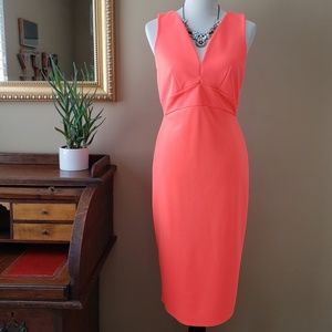 ASOS Maternity Scuba Pencil Dress Fluro Orange Pink 8